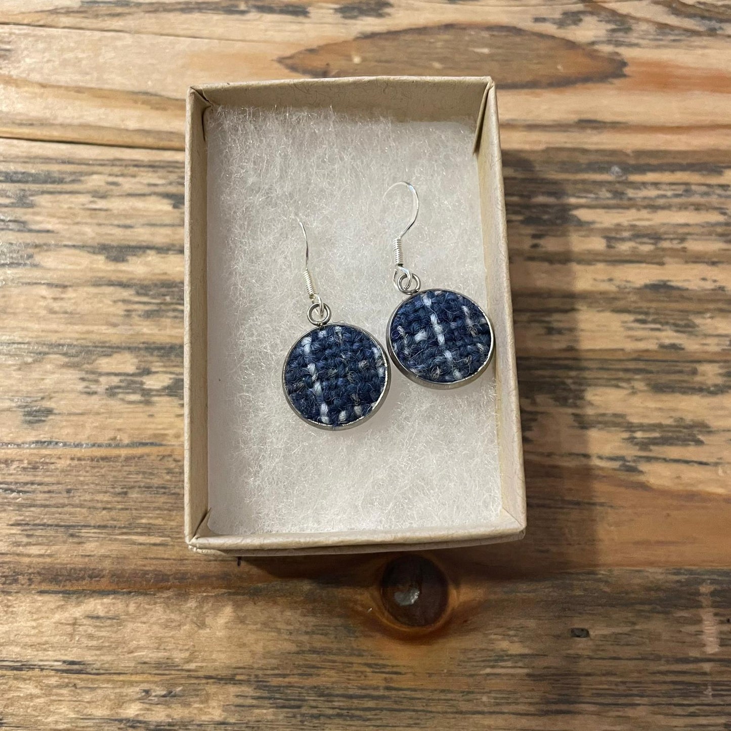 Small Drop Earrings Plaid Design