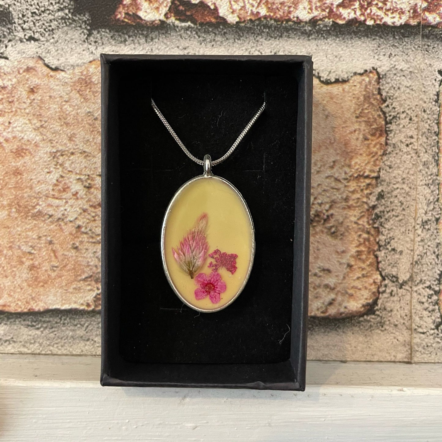 Dried Flower Resin Necklace in Gift Box
